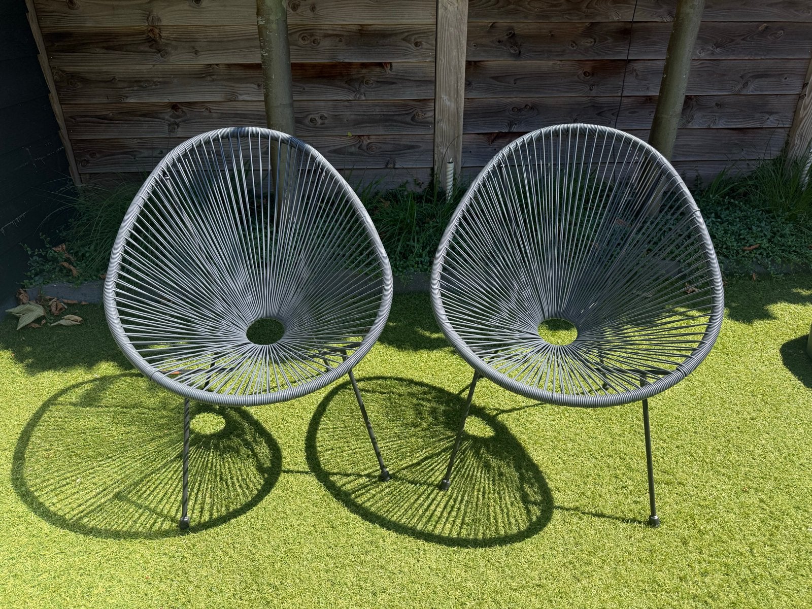 2x Draadstoel Tuinstoel Grijs, Ophalen, Gebruikt, Metaal