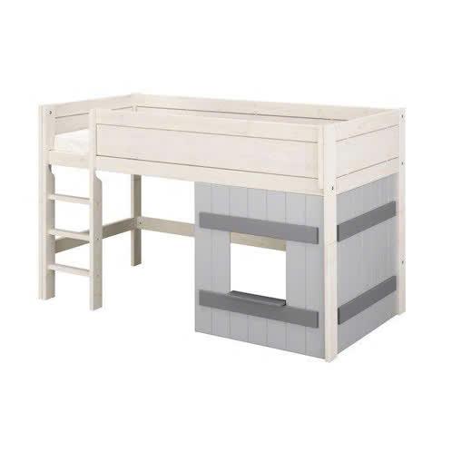 Lifetime halfhoogslaper - Wit houten bed, Huis en Inrichting, Slaapkamer | Bedden, Ophalen, Gebruikt, 90 cm, Eenpersoons