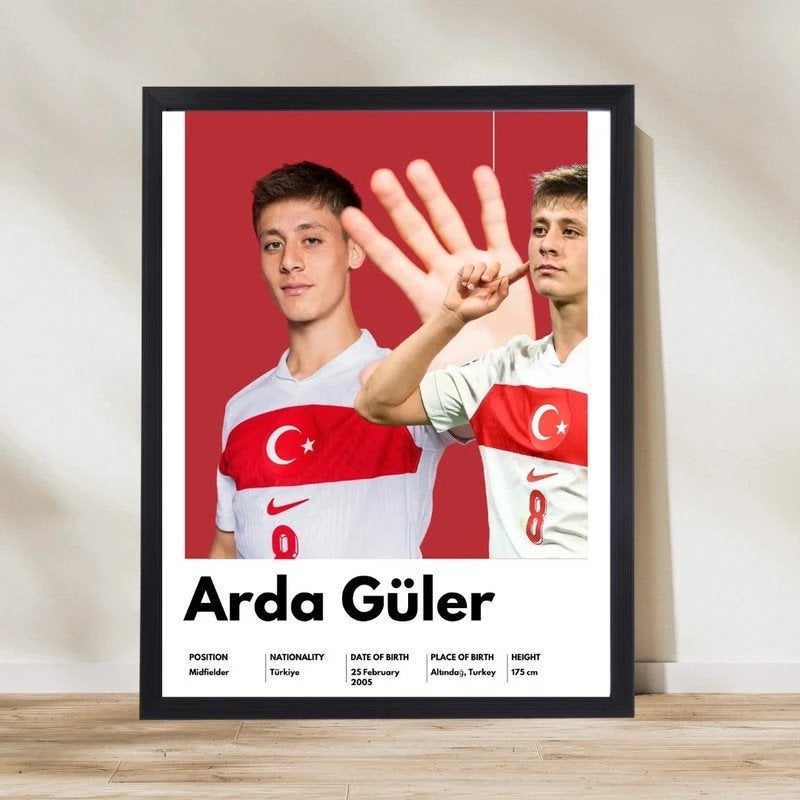 Arda Guler poster met lijst A4, Ophalen of Verzenden, Zo goed als nieuw