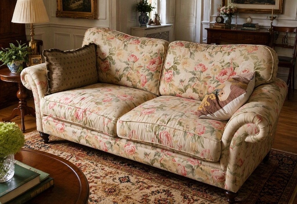 Bank gebloemd, Huis en Inrichting, Banken | Sofa's en Chaises Longues, Ophalen, Gebruikt, Driepersoons, 75 tot 100 cm
