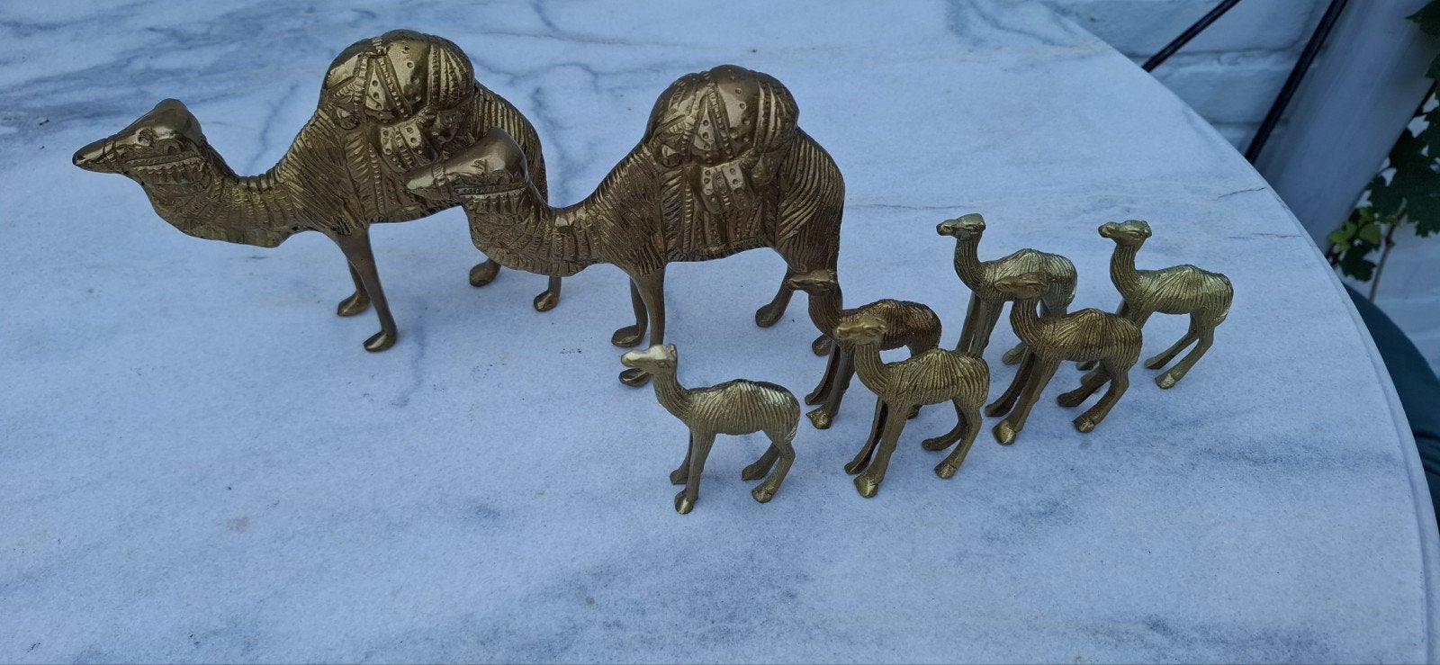 Vintage Messing Kamelen Familie - Decoratieve Beeldjes, Antiek en Kunst, Ophalen of Verzenden