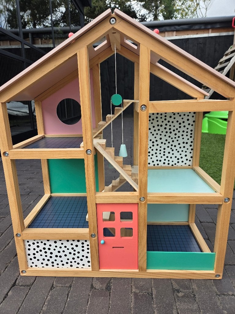 Houten poppenhuis incl. accessoires van Hema, Kinderen en Baby's, Ophalen, Zo goed als nieuw, Poppenhuis