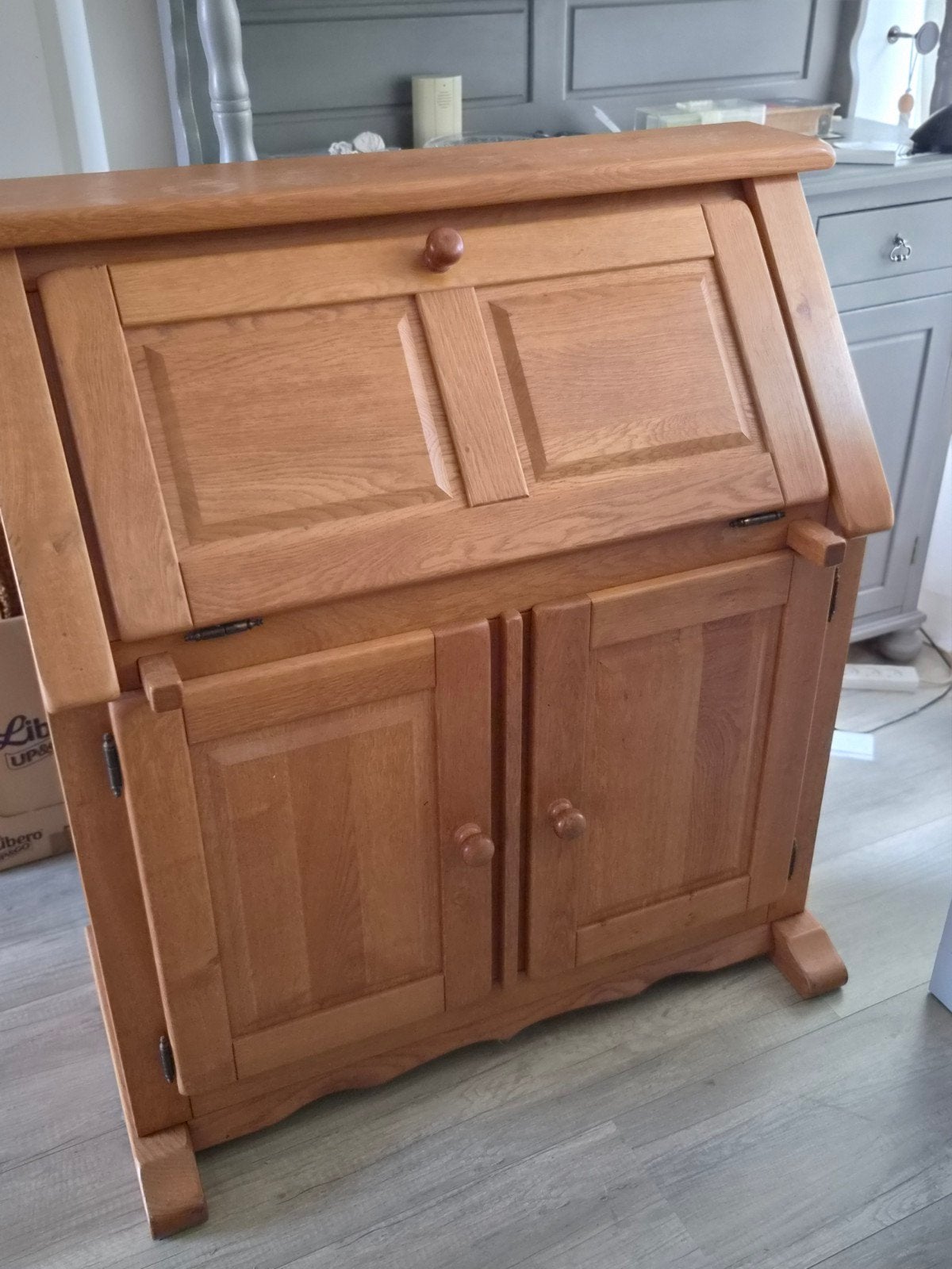Massief eiken secretaire / bureau, Ophalen, Gebruikt, Klassiek, Landelijk