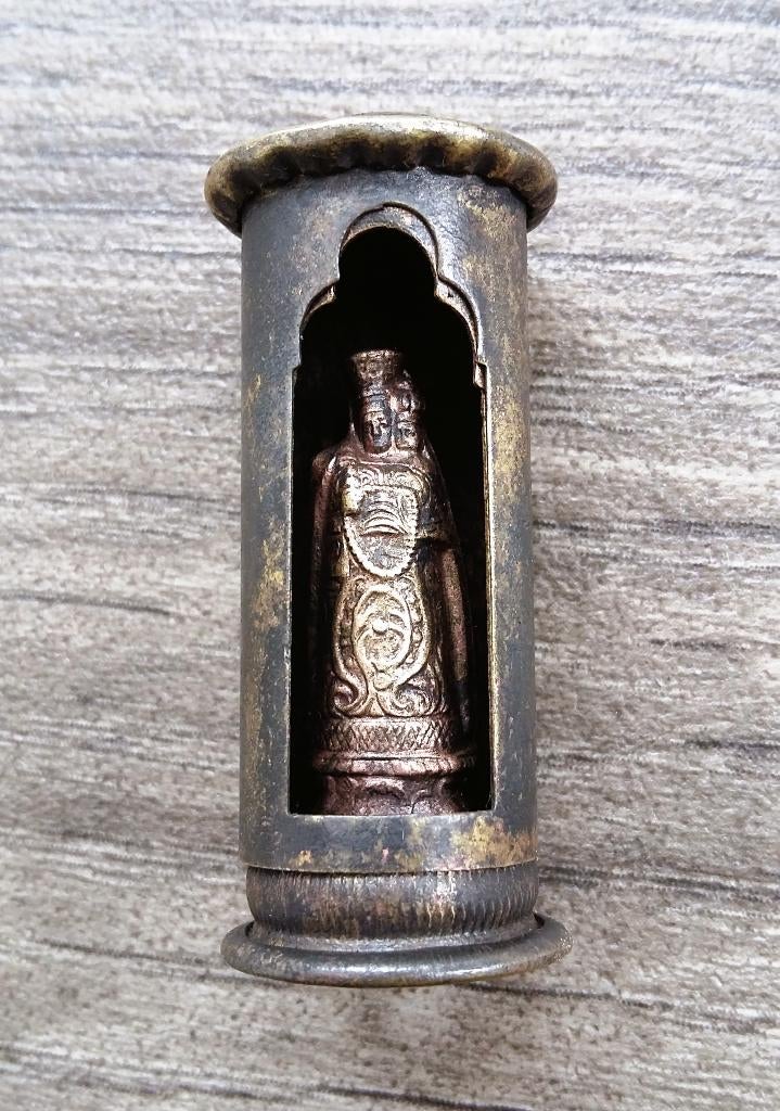 Omstreeks 1900 Bescherm Zakheilige Beeldje Kokertje Soldaat, Nvt., Ophalen of Verzenden, Kunstobject, Nederland