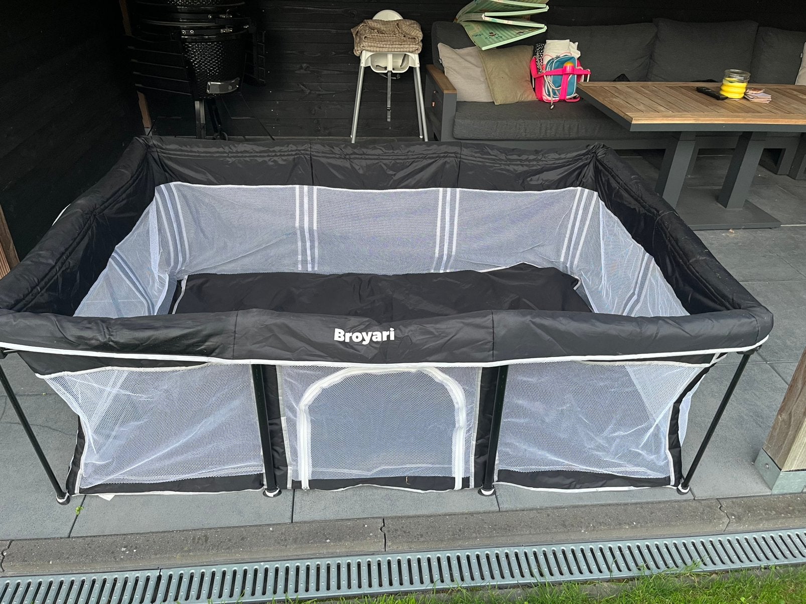 Broyari Opvouwbaar Campingbed/Grondbox zwart 120x180 cm, Ophalen of Verzenden, Zo goed als nieuw, Rechthoekig, Boxkleed