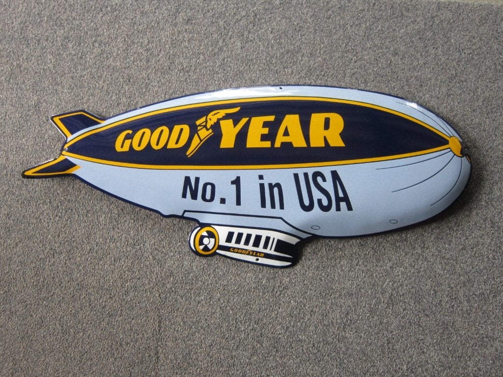 GOODYEAR EMAILLE RECLAMEBORD, Verzamelen, Ophalen, Gebruikt, Reclamebord