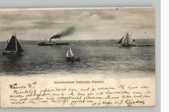 Stoombootveer Enkhuizen - Stavoren +Kubboot+Schokker st1903, Ophalen of Verzenden, Voor 1920, Gelopen, Noord-Holland