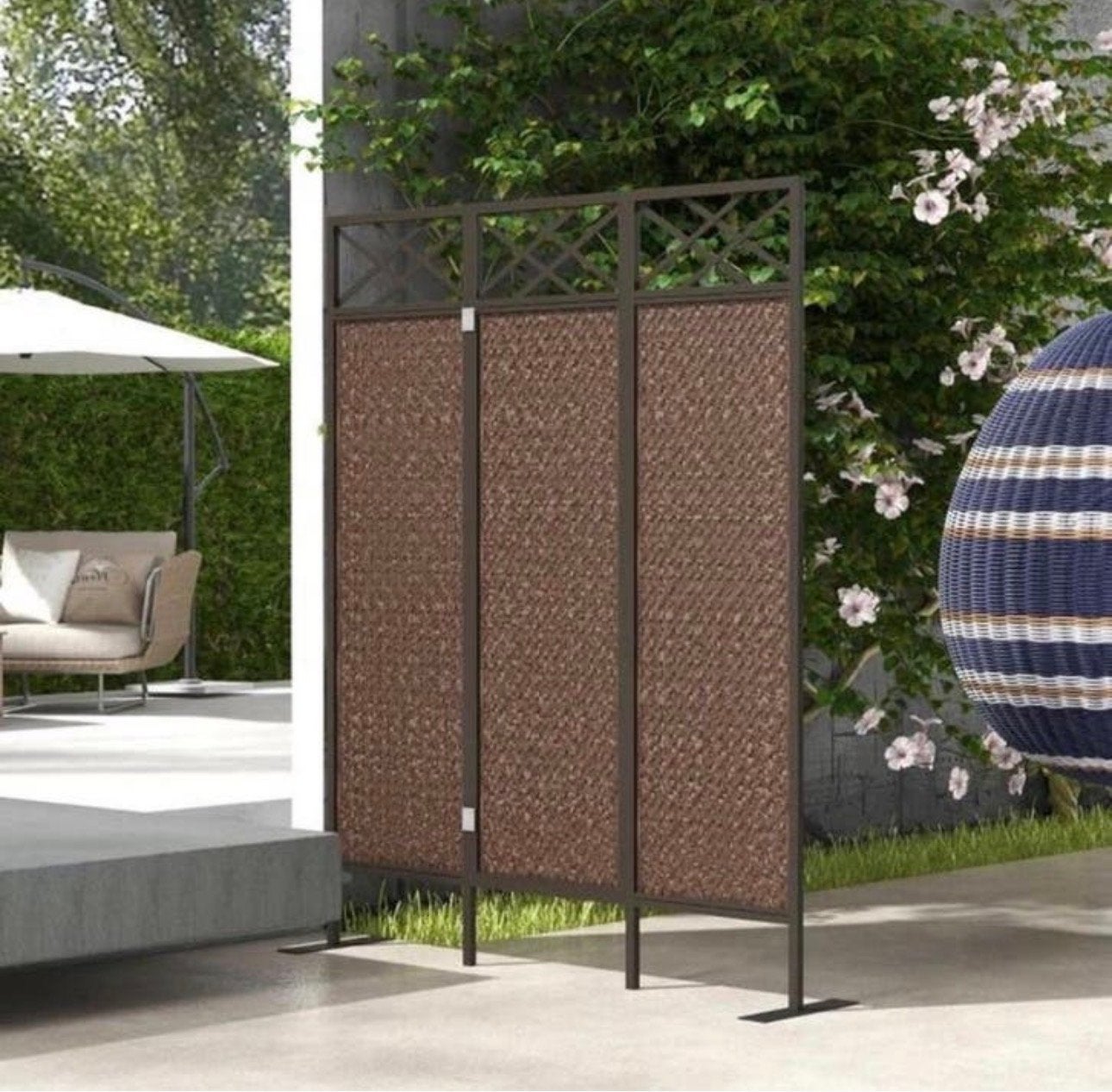 Outsunny Vintage Kamerscherm - 3-delig - Bruin Zwart NIEUW, Ophalen, Nieuw, A, A