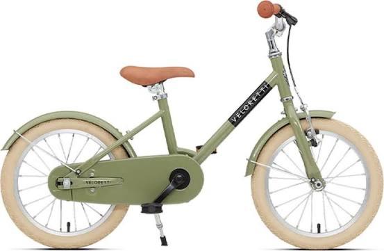 Veloretti Kinderfiets - Groen (dessert moss), 16 inch, Zijwieltjes, 16 tot 20 inch, Velgrem, Ophalen of Verzenden