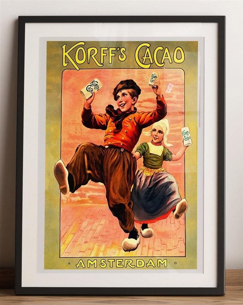 KORFF\'S CACAO Amsterdam Reclame Vintage poster, Verzenden, Nieuw, Overige typen