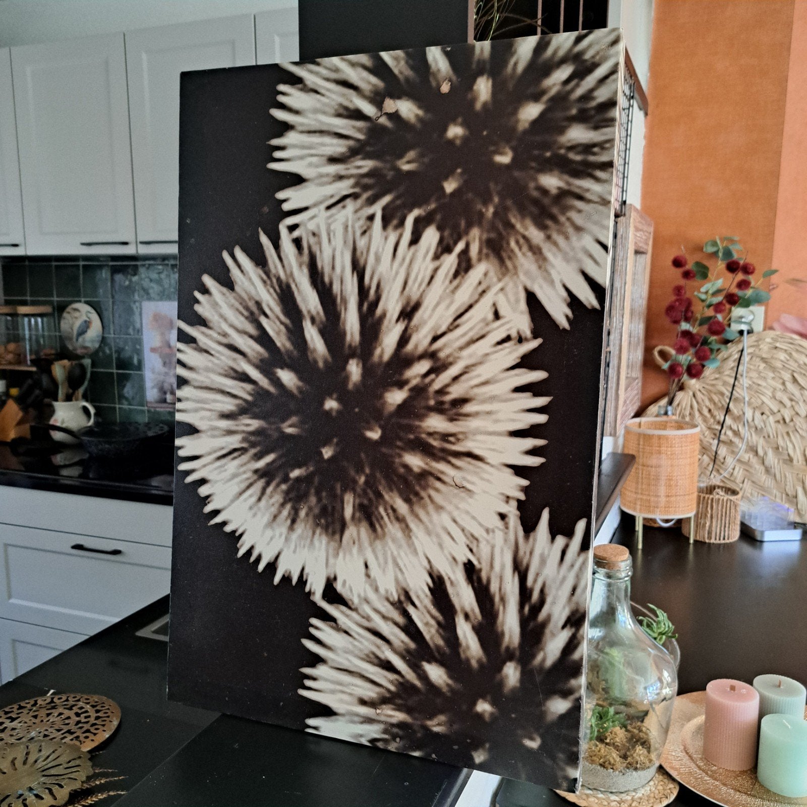 Moderne print van distelbloemen op canvas, Ophalen, 75 – 100, 50 tot 75 cm, Print