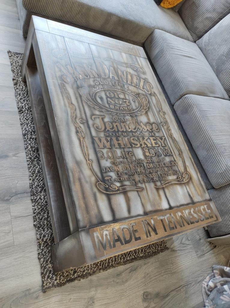 Salontafel jack Daniels 1.30 x 80 x h.40 cm, Ophalen, Gebruikt, 100 tot 150 cm, 50 tot 100 cm