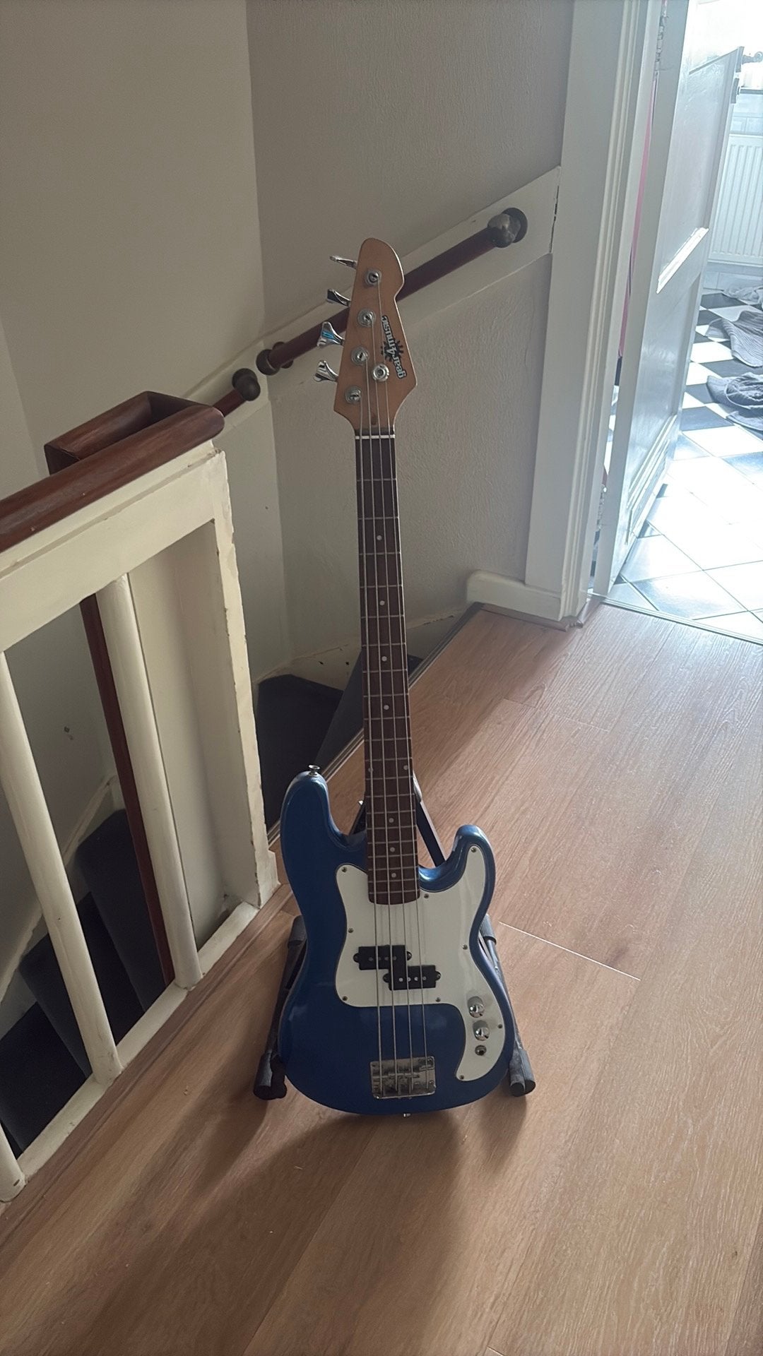 Blauwe bass gitaar, Ophalen, Gebruikt, Elektrisch