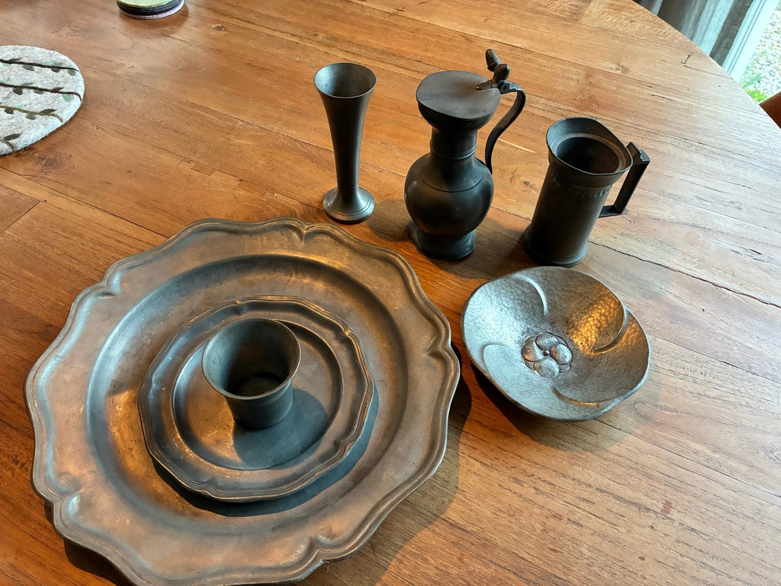 Antiek tinnen servies en decoratie set, Antiek en Kunst, Ophalen