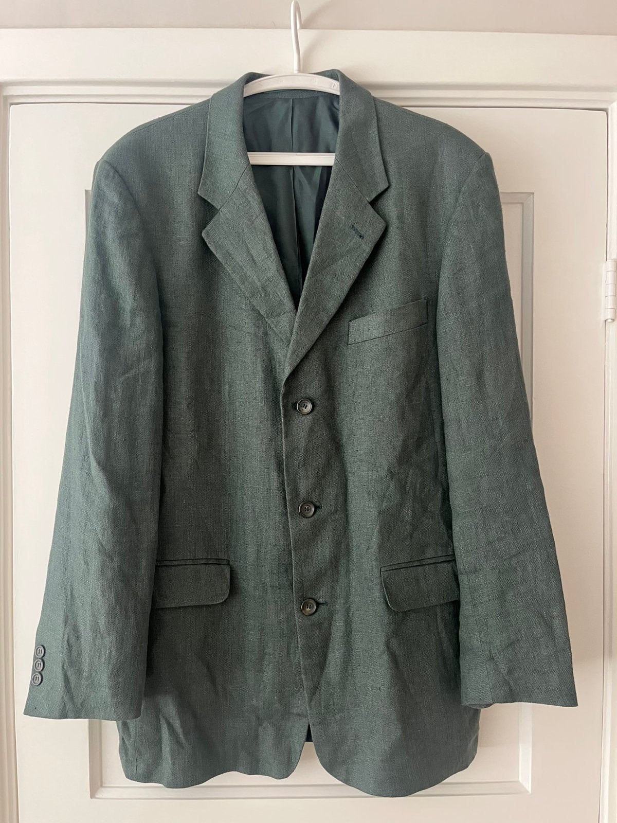 Vintage linnen blazer groen Peek & Cloppenburg maat 102, Ophalen of Verzenden, Zo goed als nieuw, Maat 52/54 (L), Groen