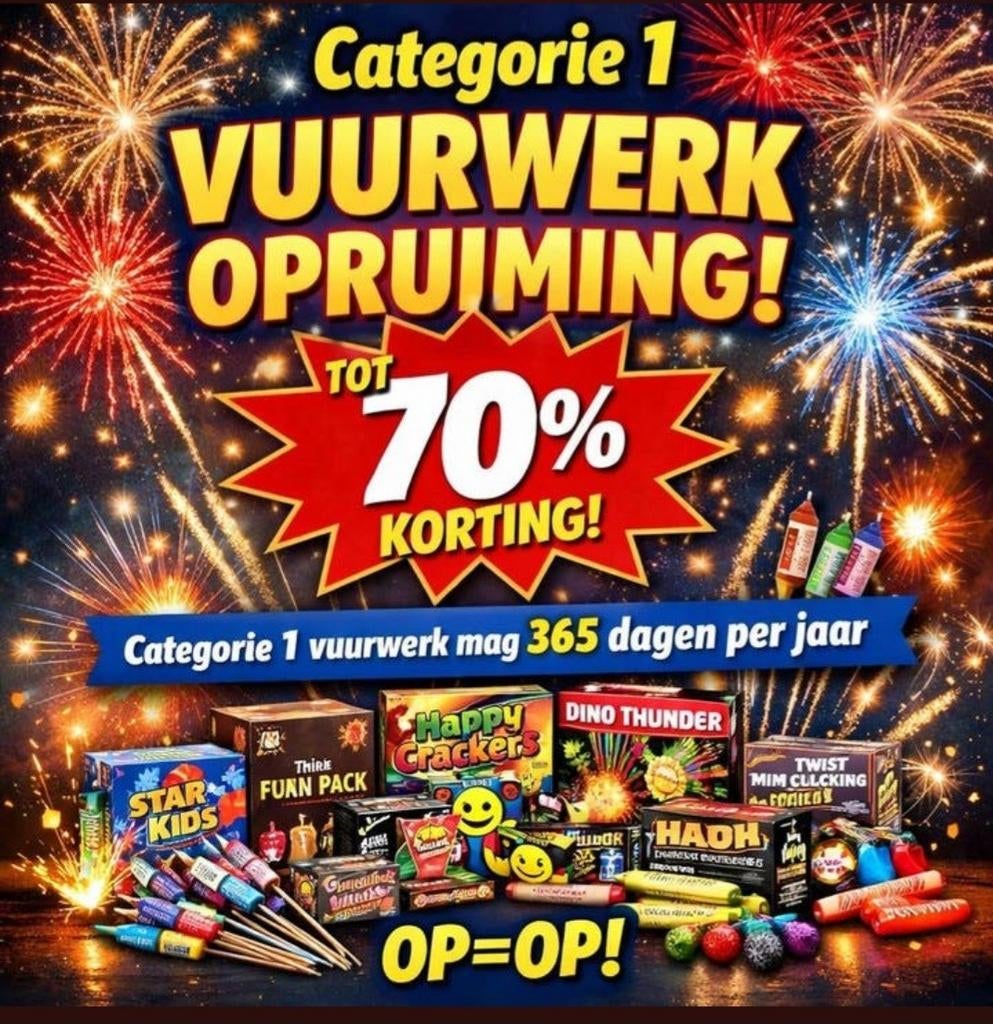 Vuurwerk categorie 1, Ophalen, Nieuw, Feestartikel, Overige