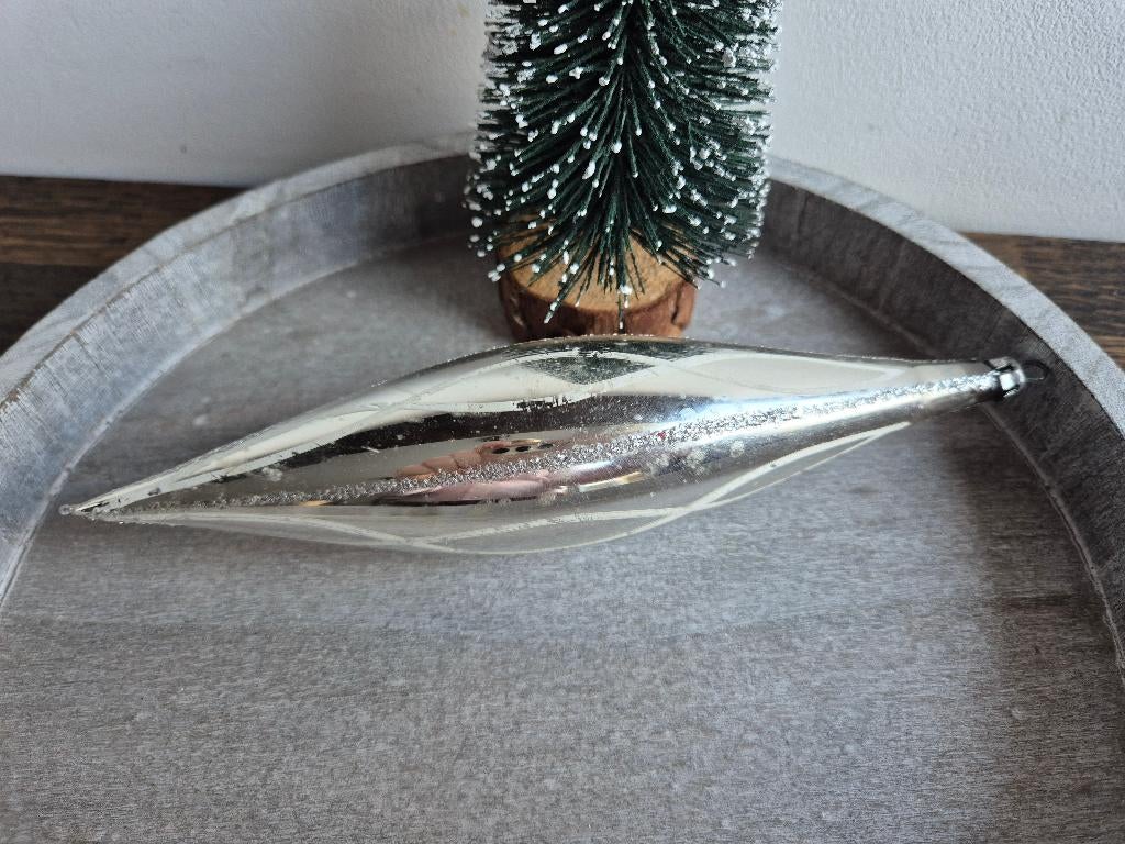 Vintage kerstbal pegel groot zilver 579, Diversen, Kerst, *, Gebruikt, *, Ophalen of Verzenden