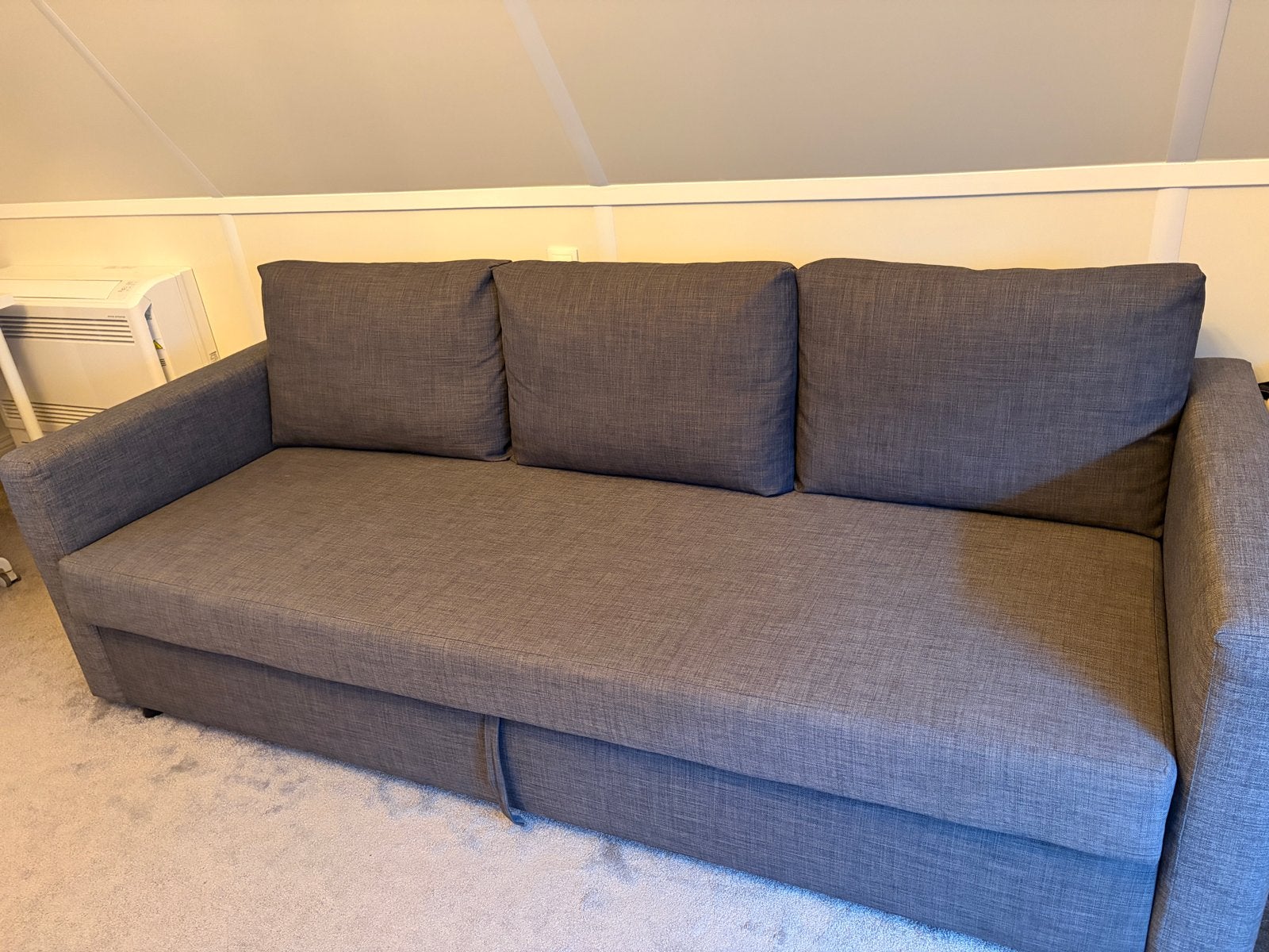 NIEUW | IKEA FRIHETEN 3-zits slaapbank – donkergrijs, Ophalen, Overige maten, 200 cm, Grijs