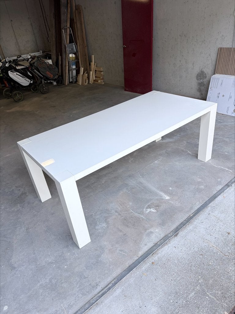 Hoogglans witte tafel, Huis en Inrichting, Ophalen, Kunststof, Gebruikt, 200 cm of meer