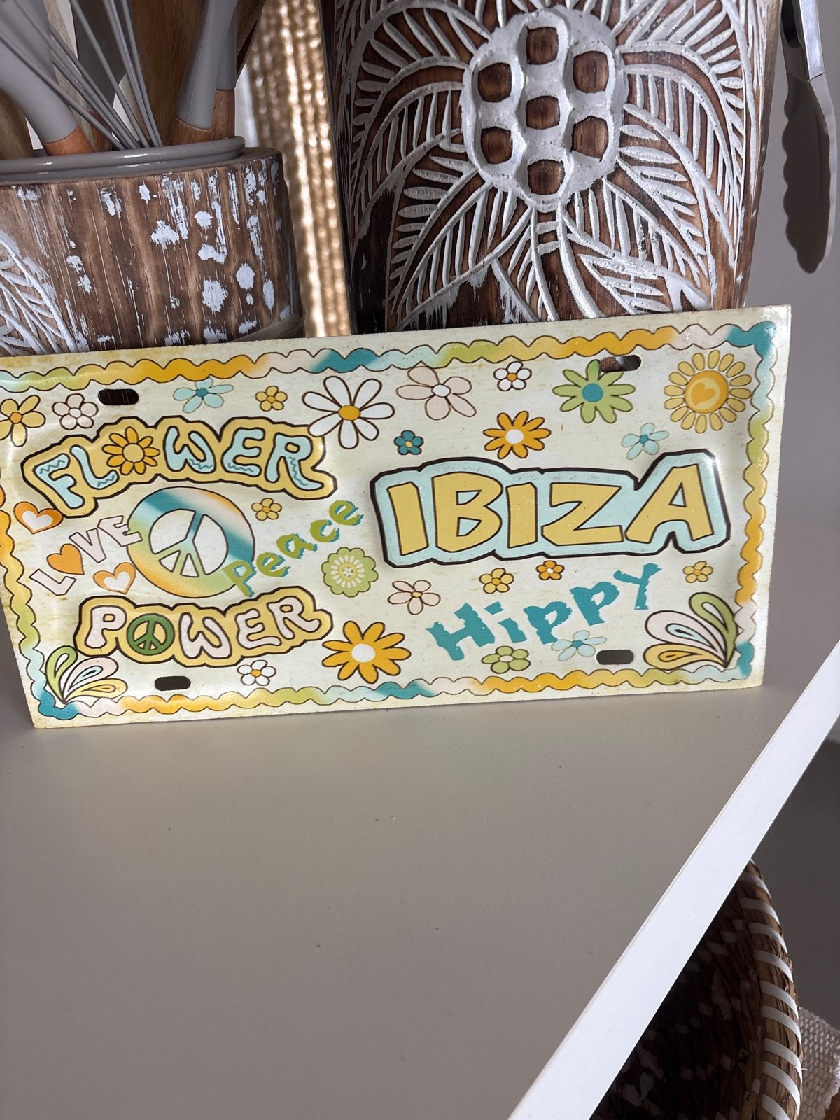 Decoratief Ibiza Hippie Flower Power Bord, Huis en Inrichting, Ophalen of Verzenden