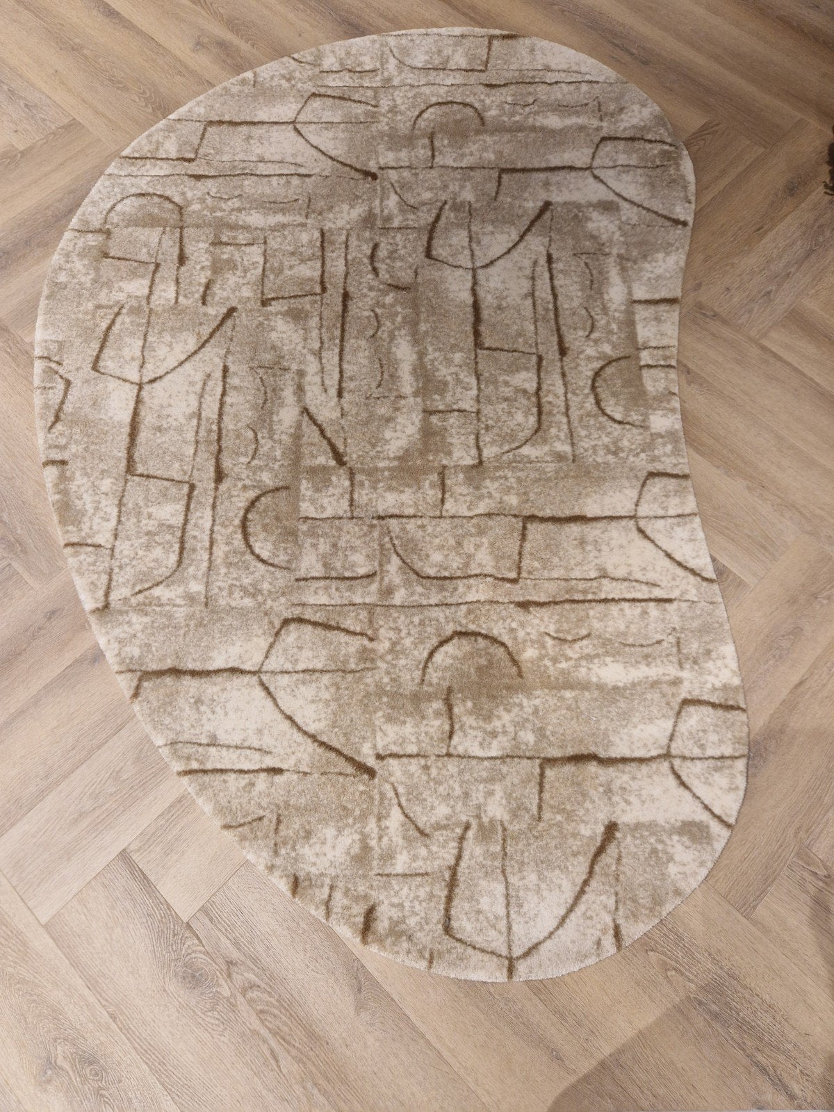 Gaaf organische beige bruin pebble stone kleed FloorArt, Ophalen, 100 tot 150 cm, 200 cm of meer, Zo goed als nieuw