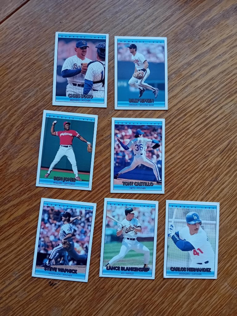 Honkbal - Baseball trading cards Donruss 1992 - 7 stuks, Ophalen of Verzenden, Zo goed als nieuw, Buitenlandse clubs, Poster, Plaatje of Sticker