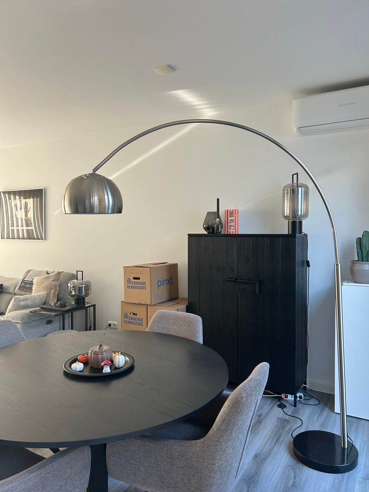 RVS booglamp met marmeren voet - Zgan, Huis en Inrichting, Ophalen, Zo goed als nieuw, Metaal