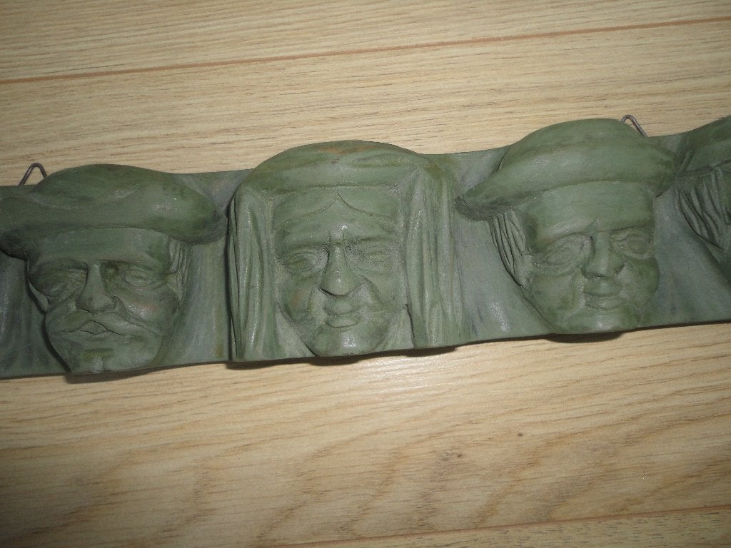 Oud houten pijpenrek met 5 houtsnijwerk hoofden gezichten, Verzamelen, Ophalen of Verzenden, Gebruikt, Overige typen