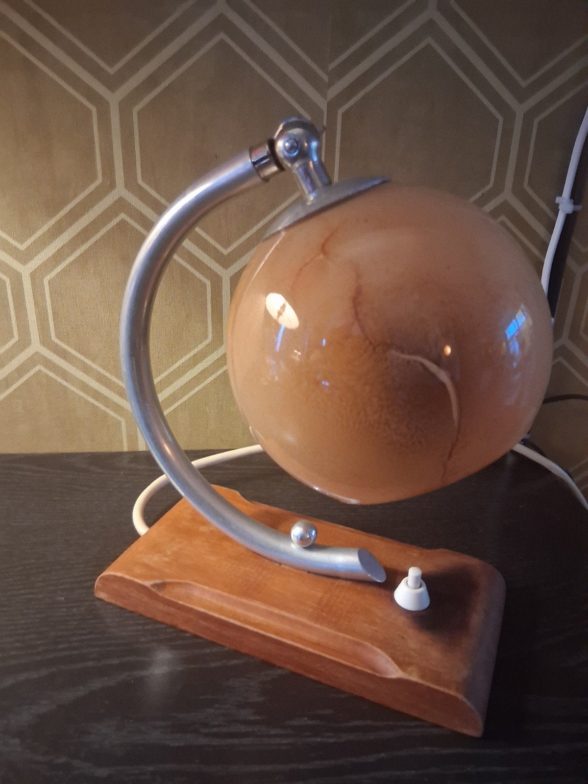 Prachtige Vintage Art Deco Tafellamp / Bedlampje – Chroom, Ophalen of Verzenden