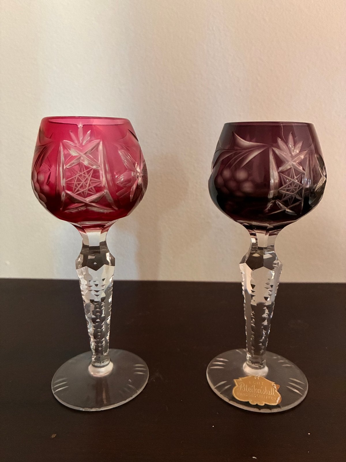 Set van 2 Echt Bleikristall handgeschliffen wijnglazen, Ophalen of Verzenden