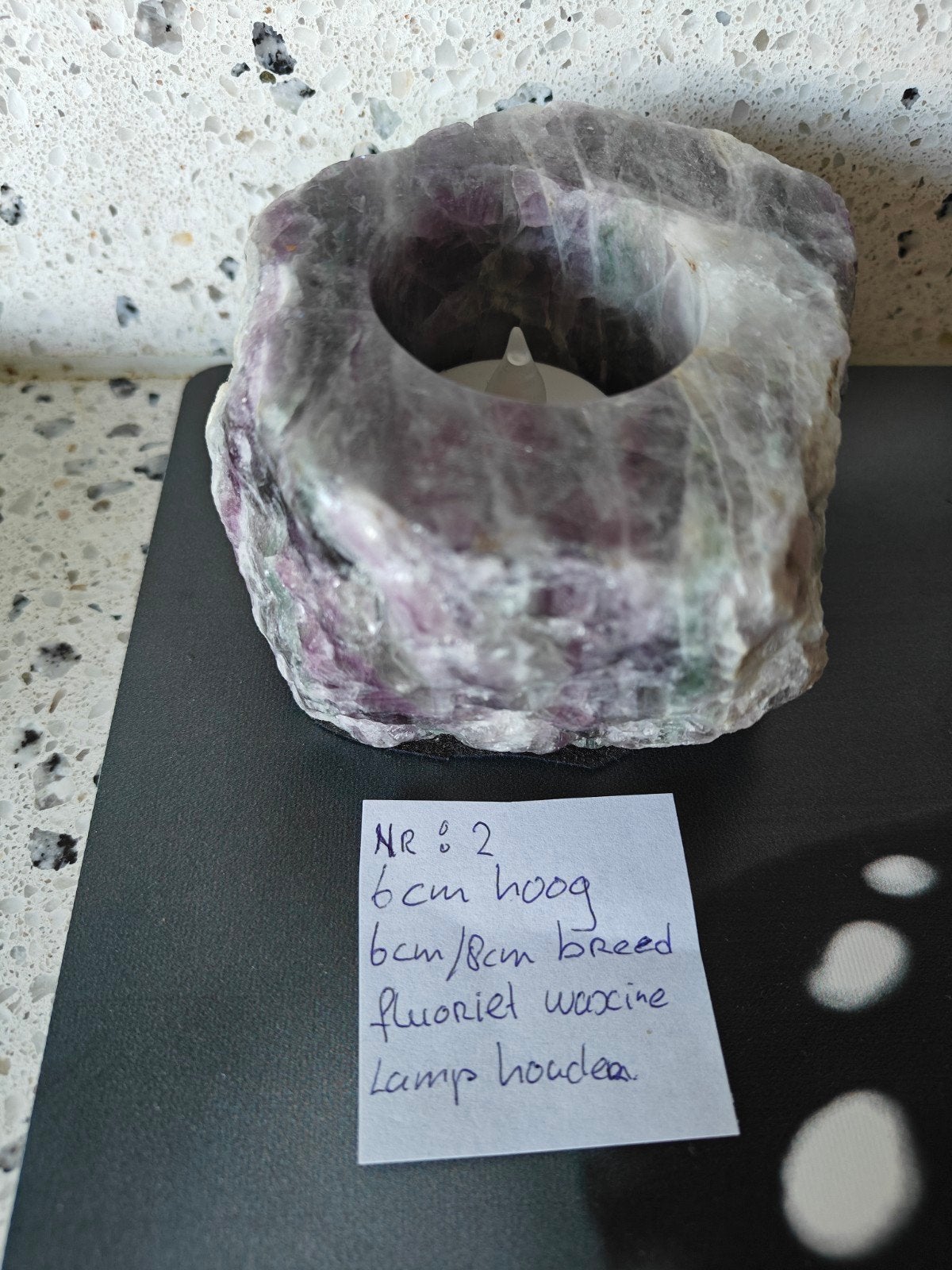edelstenen fluoriet waxine lamp houder, nieuw, Ophalen, Mineraal
