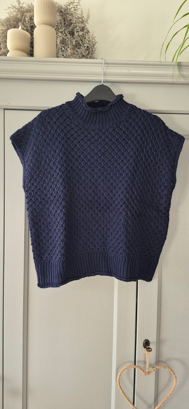 gebreide top spencer donkerblauw maat M, Maat 38/40 (M), Blauw, Ophalen of Verzenden, Zo goed als nieuw