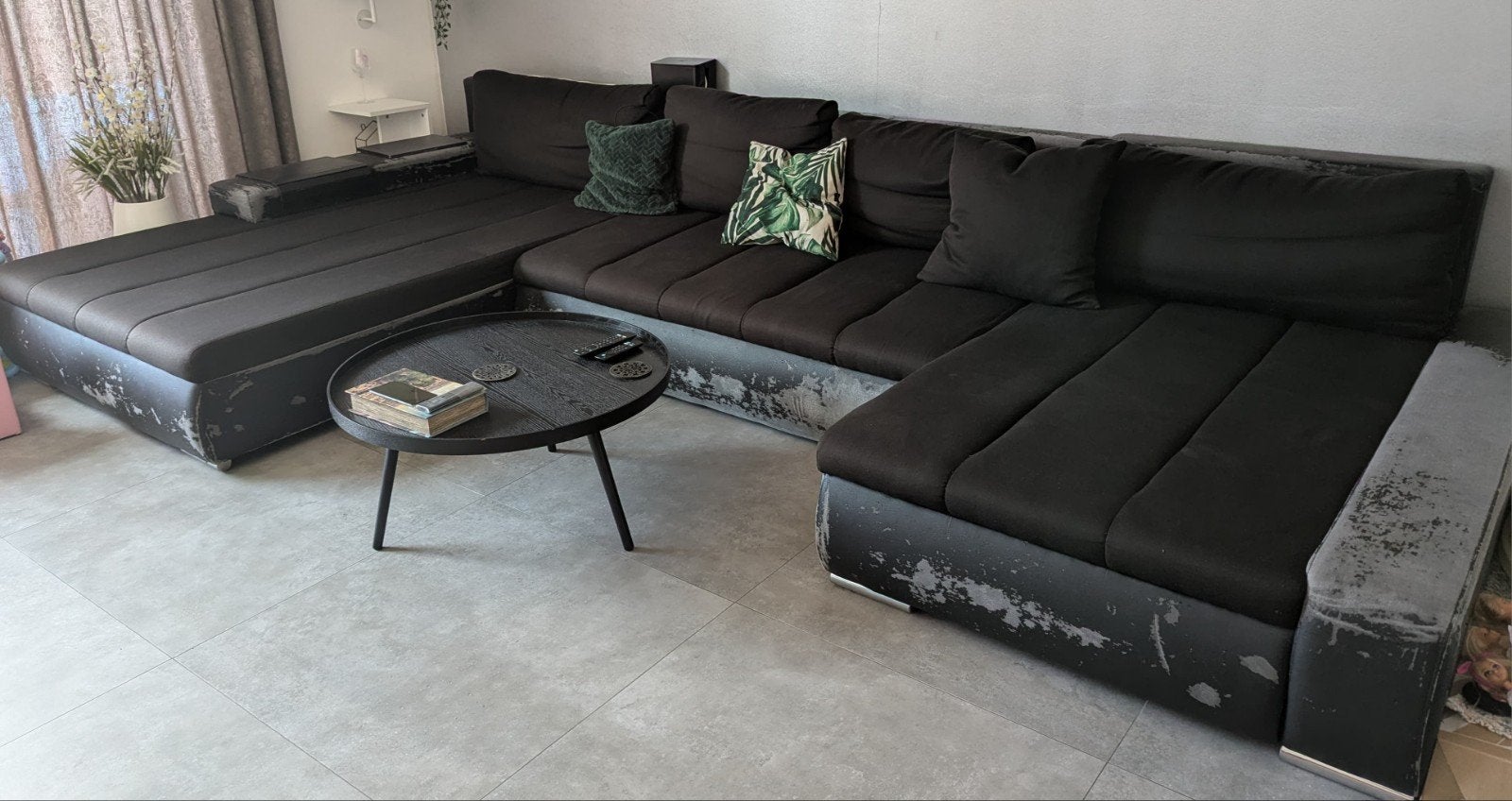 XXL Loungebank met slaapfunctie, Ophalen, Gebruikt, Vierpersoons of meer, Hoekbank