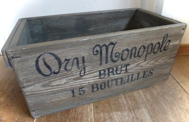 Champagne kist / unieke houten krat / Heidsieck Monopole, Minder dan 50 cm, 50 tot 100 cm, Grenenhout, Ophalen of Verzenden
