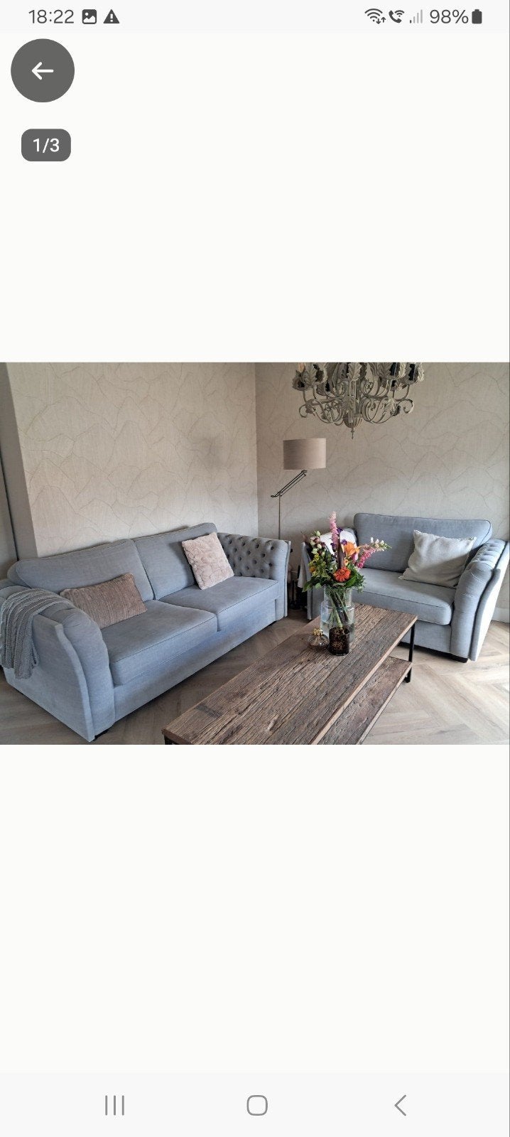 Olav(Queen) banken in Kiss stof lightgrey2,5-zit & loveseat, Huis en Inrichting, Ophalen