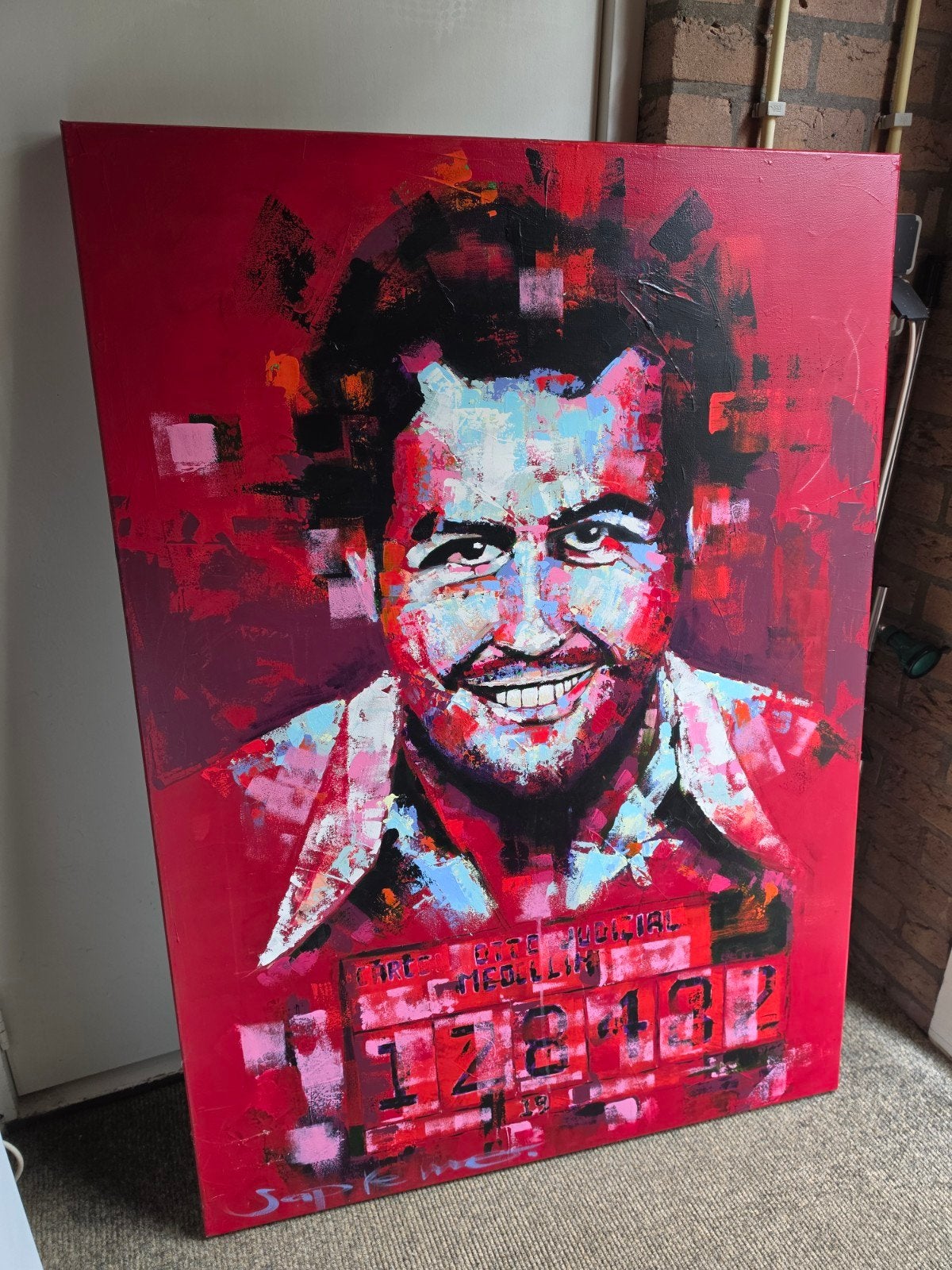 Schilderij Pablo Escobar 140x100 cm, Ophalen