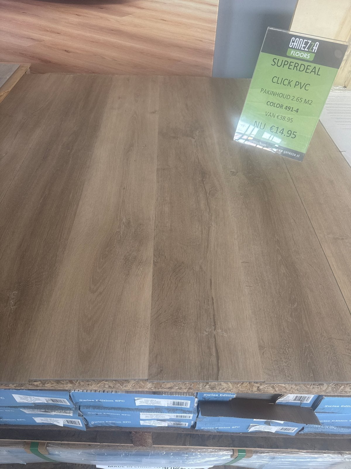 PVC Click Vloer - Superdeal! 2.65 m² per pak, Bruin, Nieuw, Ophalen of Verzenden, Minder dan 5 m²