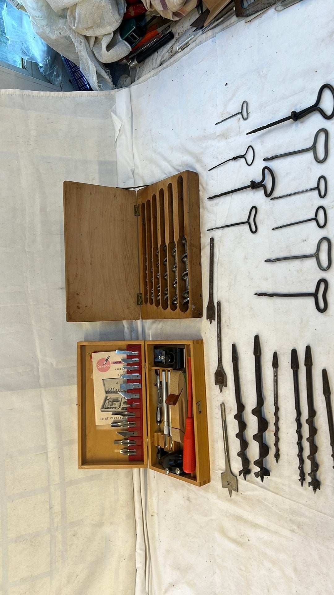 Antieke spiraal borenset houtsnijwerk set sameco, Ophalen of Verzenden