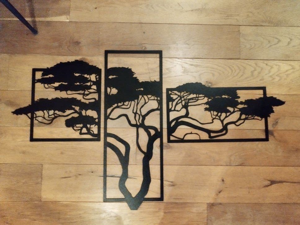 Nieuw 3-luik wanddecoratie, acazia boom, Wandsculptuur, Nieuw, 100 cm, Ophalen of Verzenden