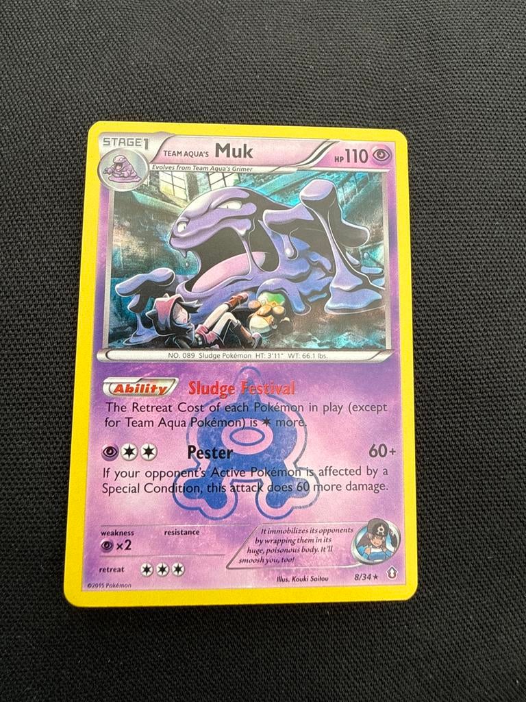 Team Agua’s Muk 8 pokemonkaart, Ophalen of Verzenden, Zo goed als nieuw