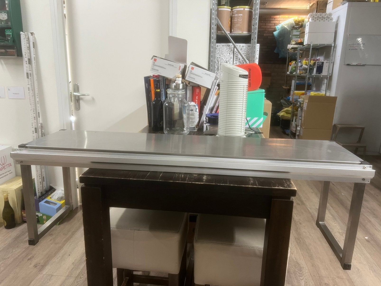 RVS horeca etagère met 2 bonnenhouders, Ophalen, Gebruikt
