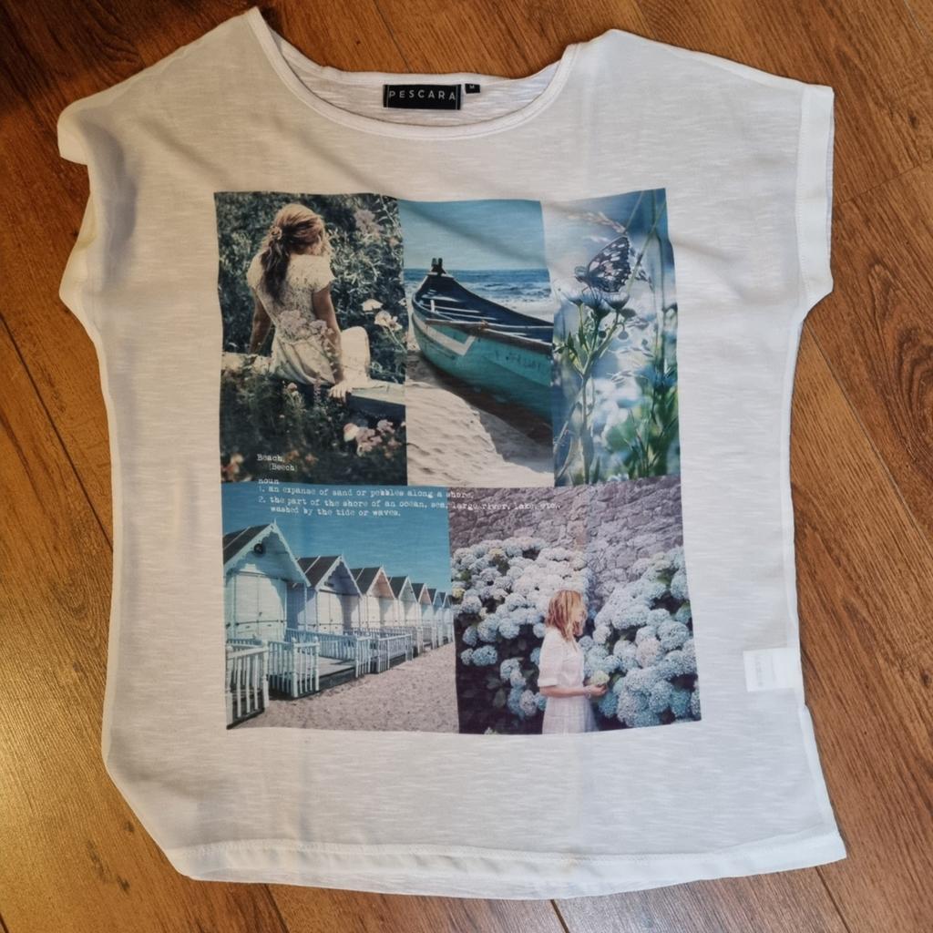 Pescara T-shirt met strandprint - Maat M, Kleding | Dames, Maat 38/40 (M), Wit, Pescara, Nieuw
