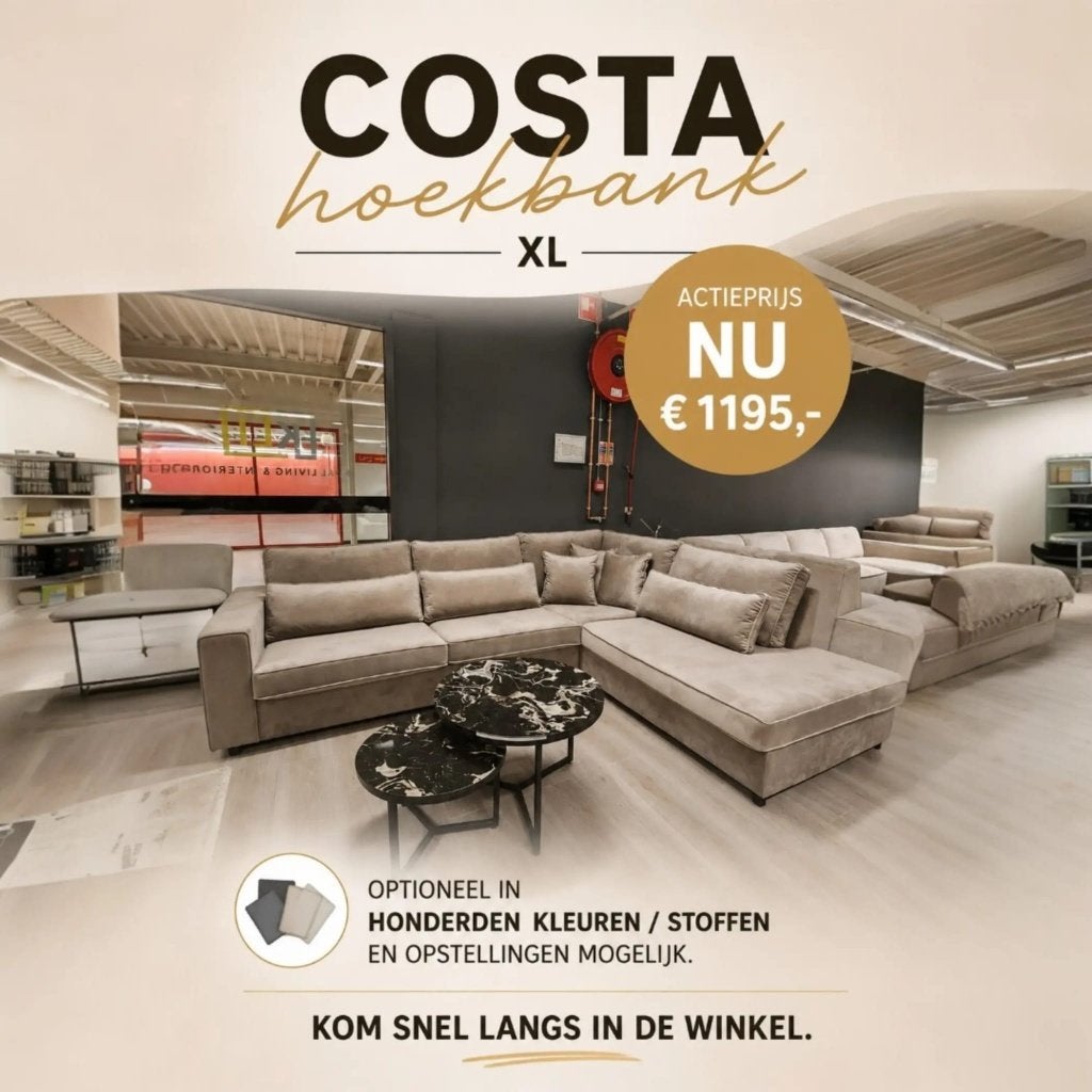 Hoekbank Mega Actie Lounge XL Spot Goedkope Stunt Ottomaan, Hoekbank, Ophalen of Verzenden, Metaal, 150 cm of meer