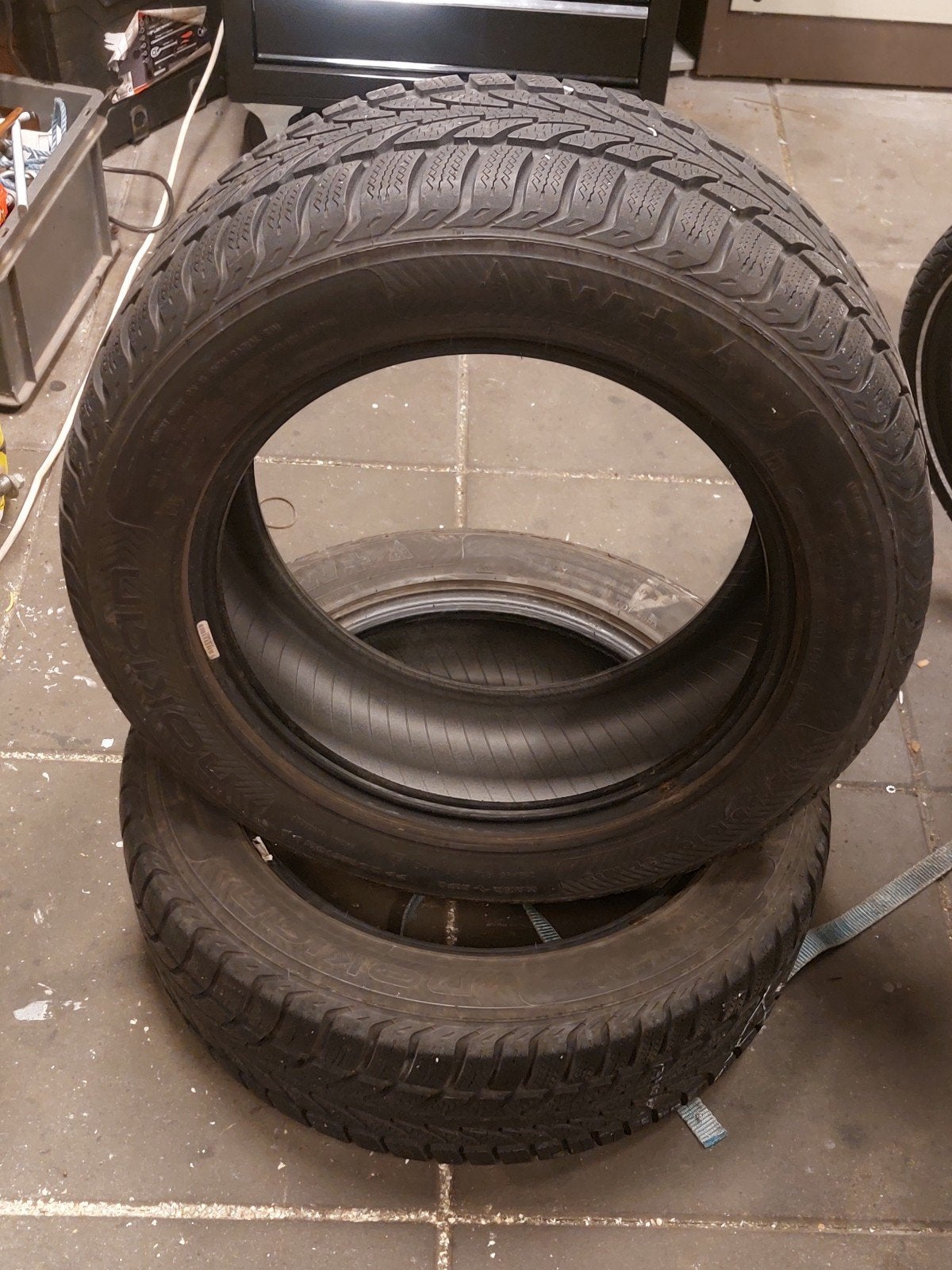 2x 7mm 215/55R16 winterbanden Nokian All Weather Plus M+S, Ophalen, Gebruikt, Overige automerken