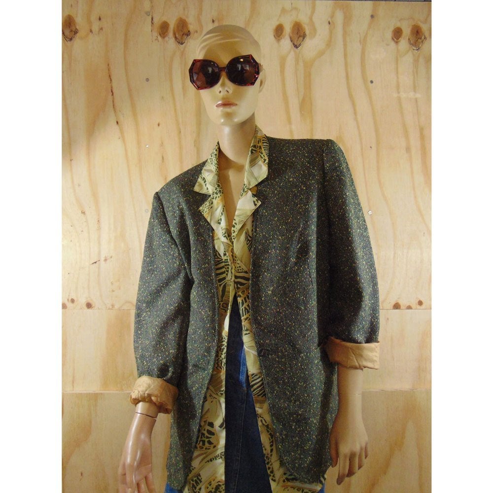 Vintage groen tweed jasje maat 42, Kleding | Dames, Verzenden, Maat 42/44 (L), Zo goed als nieuw, Vintage
