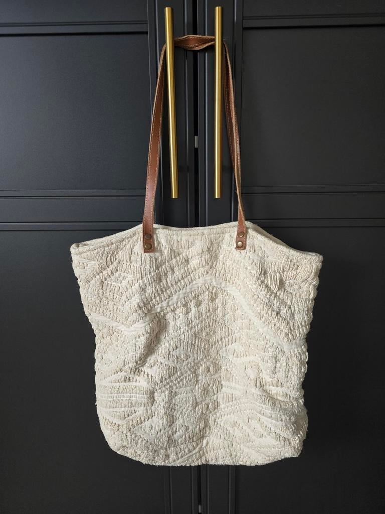 Beige tas uit Spanje, schoudertas van stof (shopper), Ophalen of Verzenden, Beige, Shopper