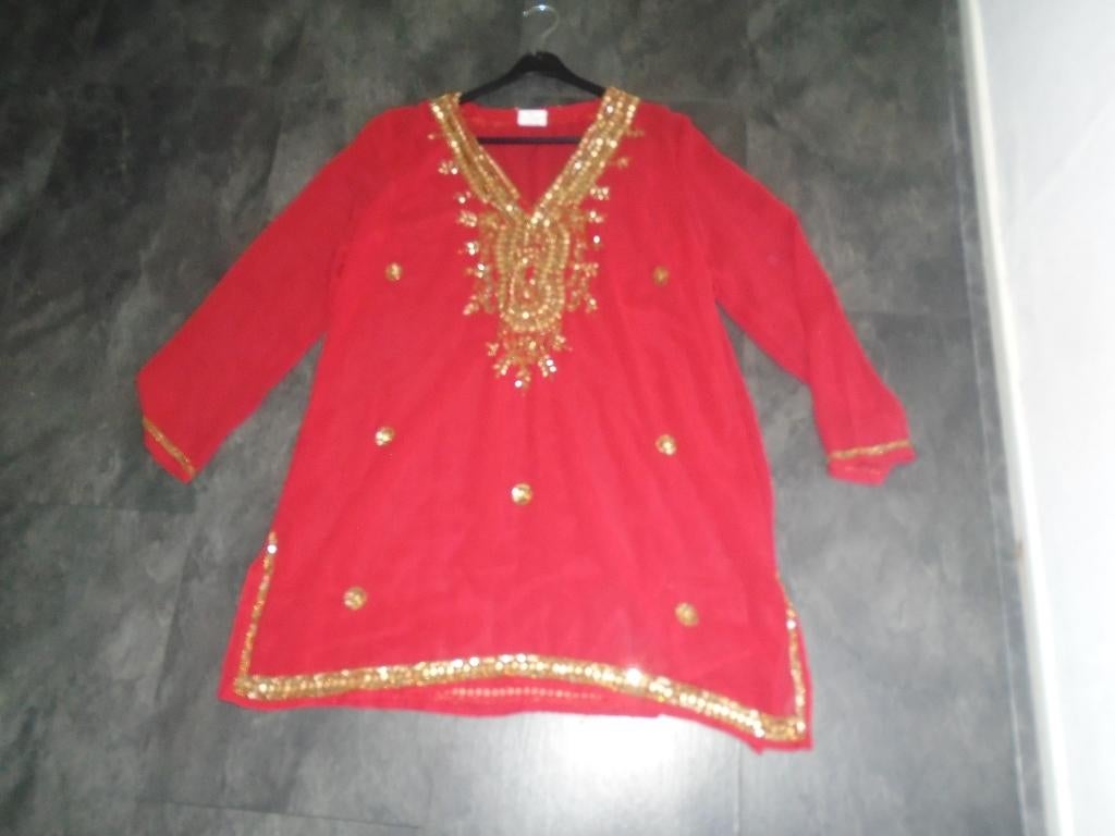 Made in India Prachtige Tuniek met Strass Kralen maat L-XL, Verzenden, Maat 42/44 (L), Zo goed als nieuw, Made in India