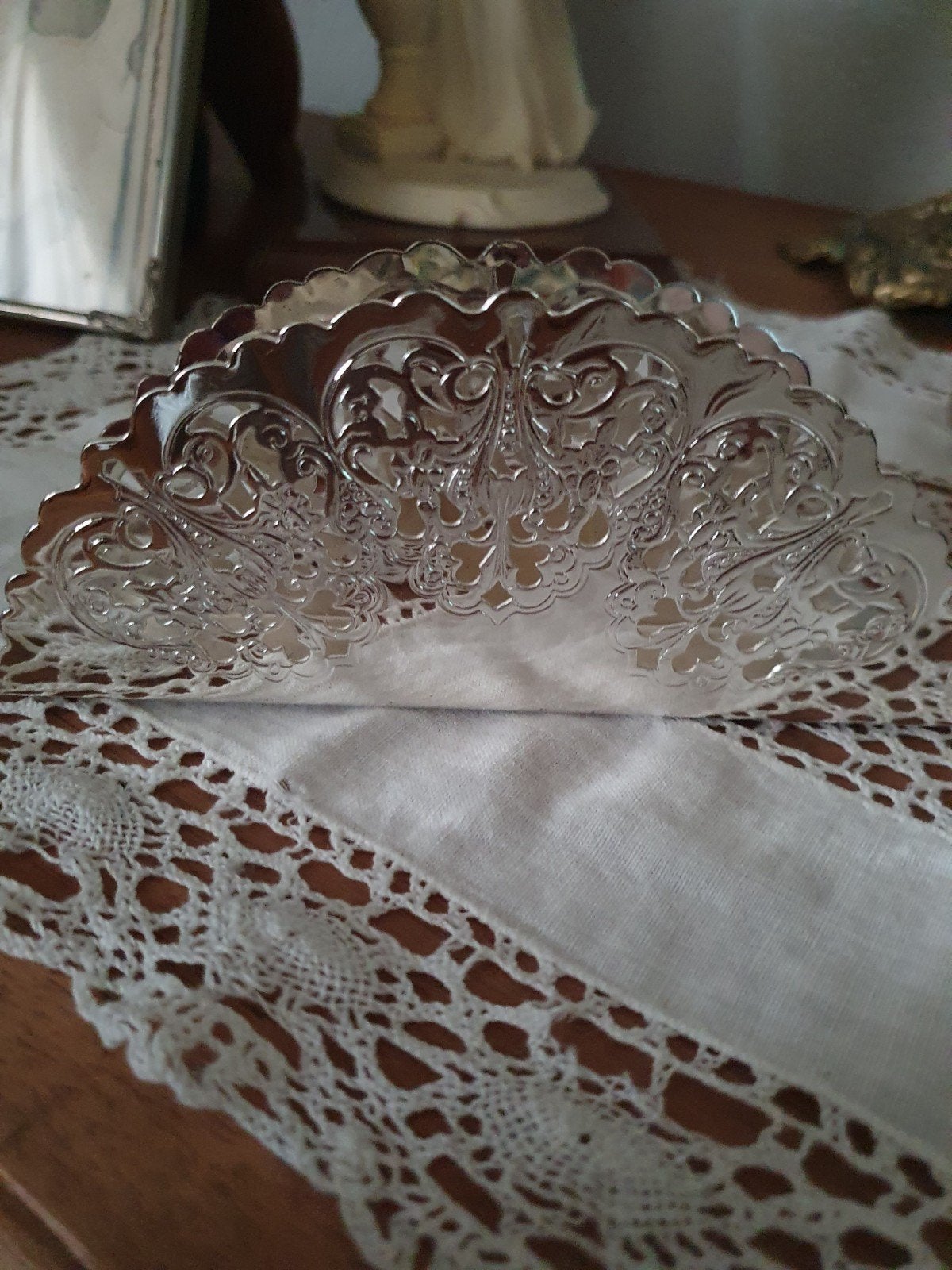 Decoratieve Zilverkleurige Servethouder, Ophalen of Verzenden, Zilver