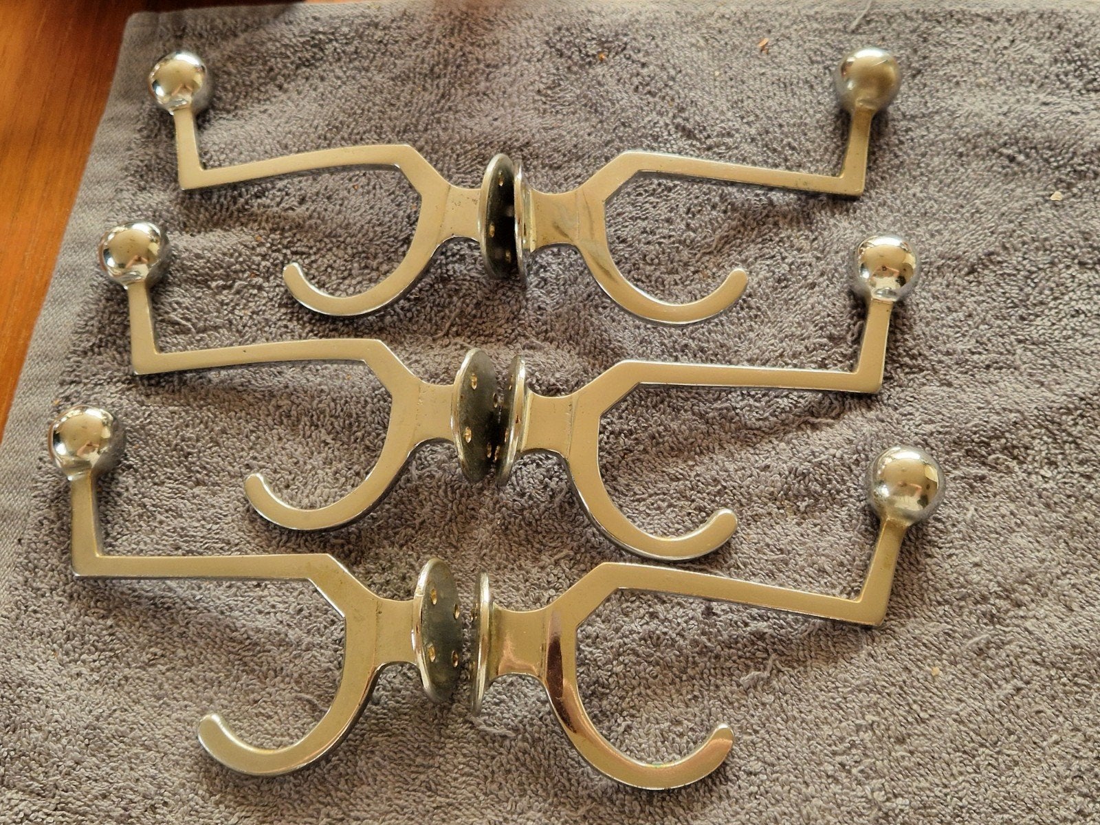 Set van 6 Art-Deco verchroomde kapstok/Muurhaken., Ophalen of Verzenden