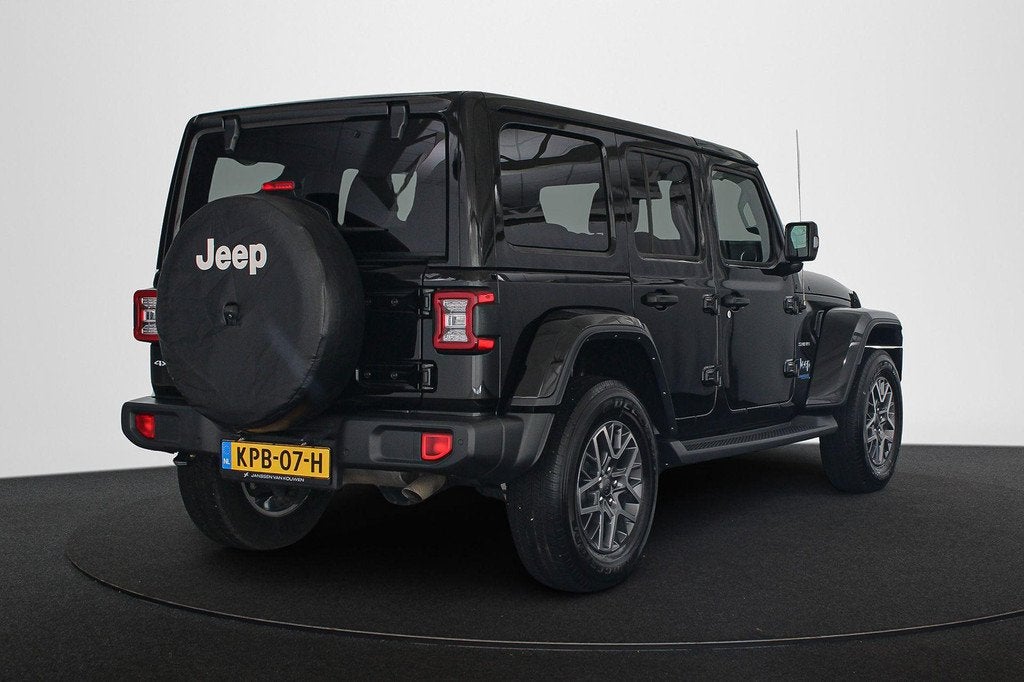 Jeep Wrangler Unlimited 4xe 380 Sahara Leder Stoelverwarming, Auto's, Jeep, Automaat, Stof, 4 cilinders, Cabriolet